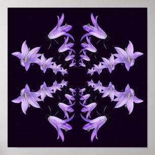 Purple Lily Flowers Mirror Abstract Art Poster
