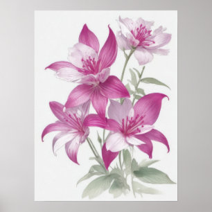 Purple Lily Flowers Poster