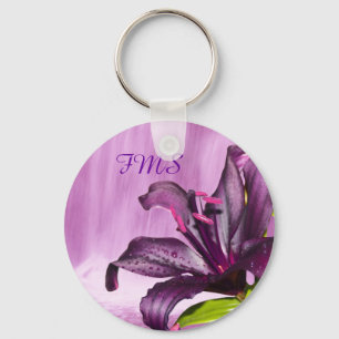 Purple Lily with Waterfall Key Ring