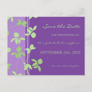 Purple Lime Floral Save the Date Wedding Postcards