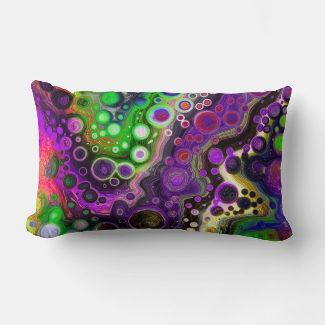 Purple, Lime Green, Black Fluid Art   Lumbar Cushion (Front)