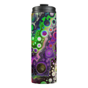 Purple, Lime Green, Black Fluid Art    Thermal Tumbler