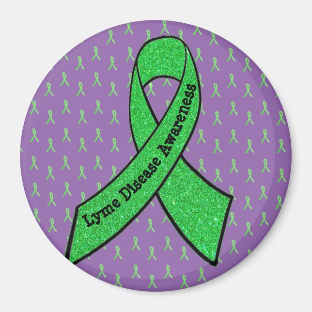 Purple & Lime Green Lyme Disease Awareness Magnet (Front)