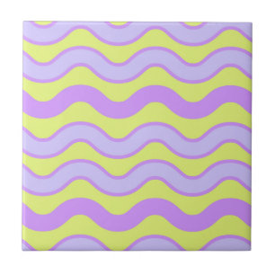 Purple Lime Groovy Stripe Modern Spring Summer  Tile
