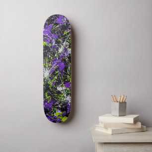 Purple Lime Neon Graffiti Abstract Art Skateboard