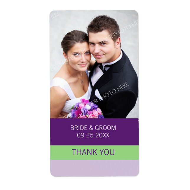 Purple Lime Photo Wedding Labels (Front)