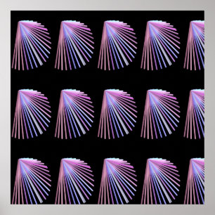 Purple Line Art Beach Seashell Design Poster