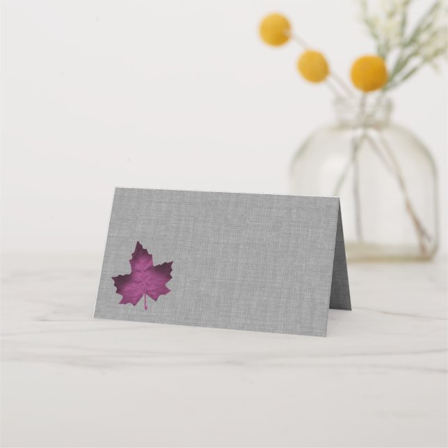 Purple Linen Folded Place Cards (Back)