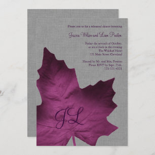 Purple Linen Monogrammed Rehearsal Dinner Invite