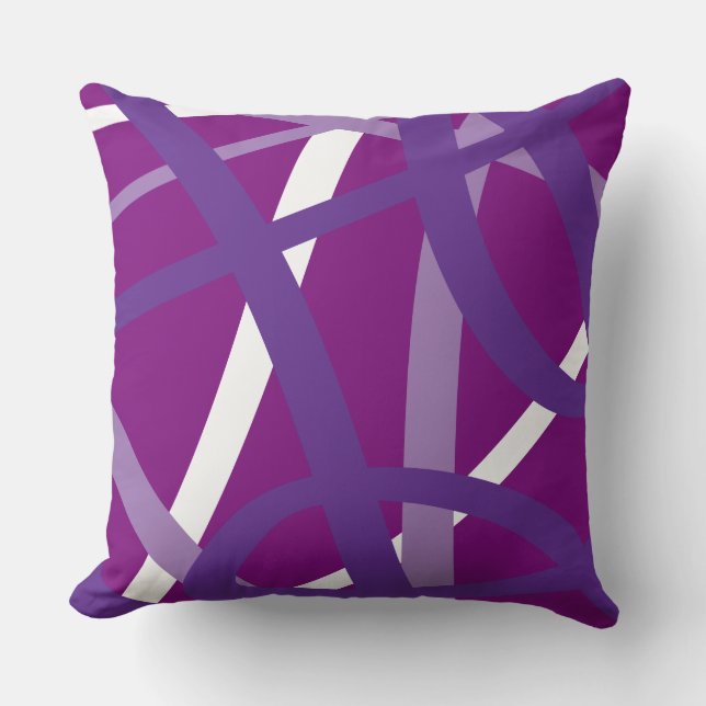 Purple LINES DESIGN Retro Throw Pillow (Front)
