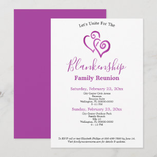 Purple Linked Hearts Family Reunion Template