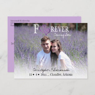 Purple Linked Hearts FOREVER Save The Date Announcement Postcard
