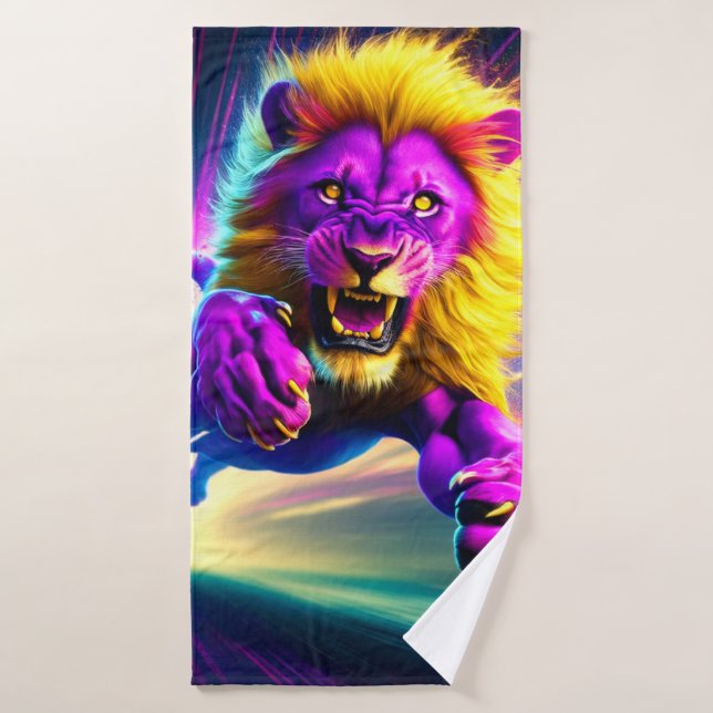 Purple Lion Bath Towel (Bath Towel)