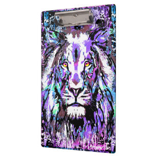 Purple Lion Clipboard - Wildlife Big Cats Artwork