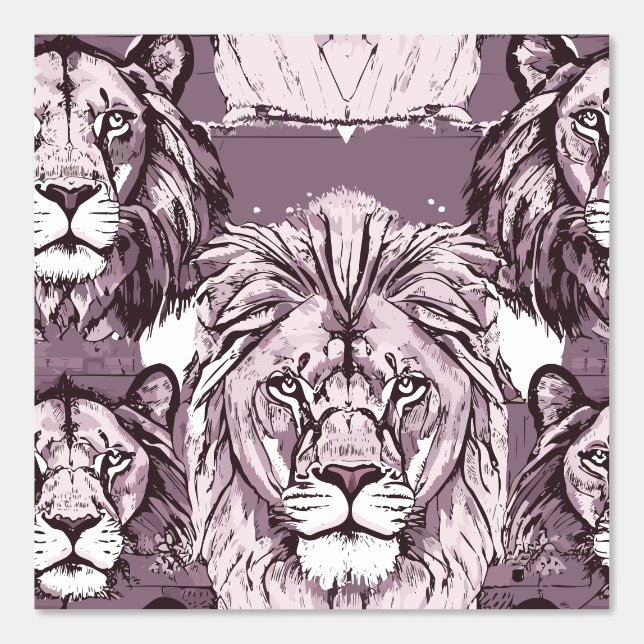 Purple Lion Heads Wallpaper (Front)