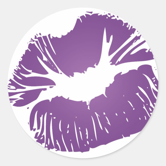 Purple Lips Classic Round Sticker (Front)