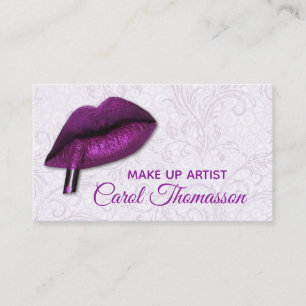 Purple Lips Makeup Business Card