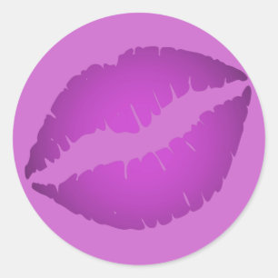 Purple Lipstick Classic Round Sticker
