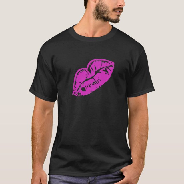Purple Lipstick Kiss Stain T-Shirt (Front)