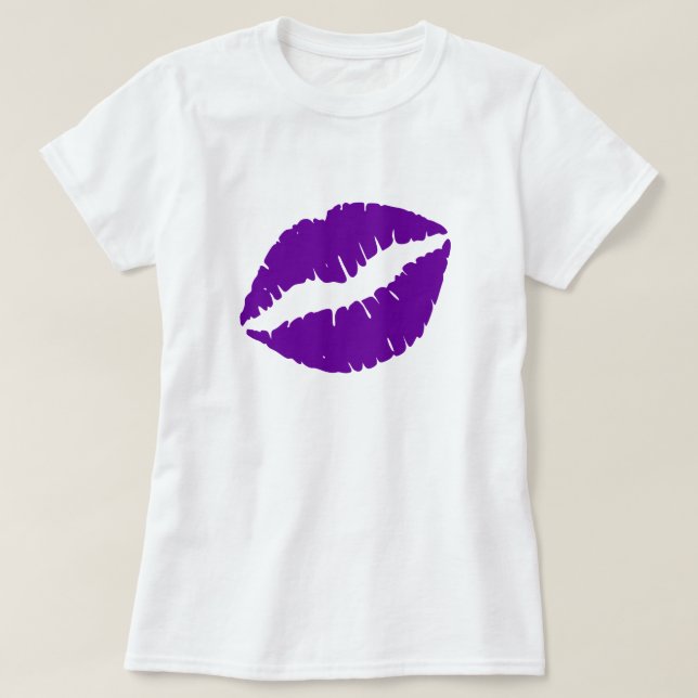 Purple Lipstick Kiss T-Shirt (Design Front)