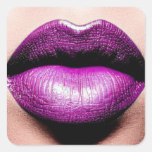 Purple Lipstick Square Sticker