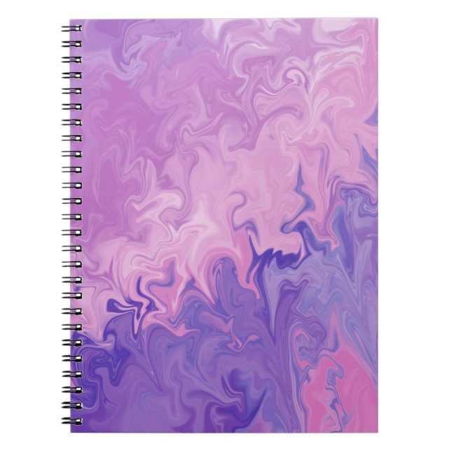 Purple Liquid Marble Abstract Pattern Notebook (Front)