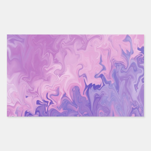 Purple Liquid Marble Abstract Pattern Rectangular Sticker (Front)