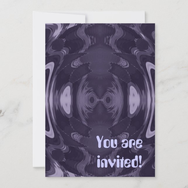 Purple Liquid Mirror Abstract Pattern Art Invitation (Front)