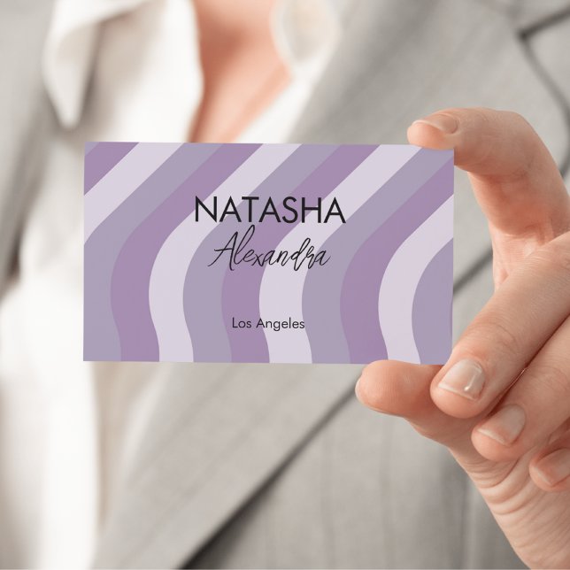 Purple Liquid Swirl Flow Groovy Stripe Y2K Pattern Business Card (Creator Uploaded)