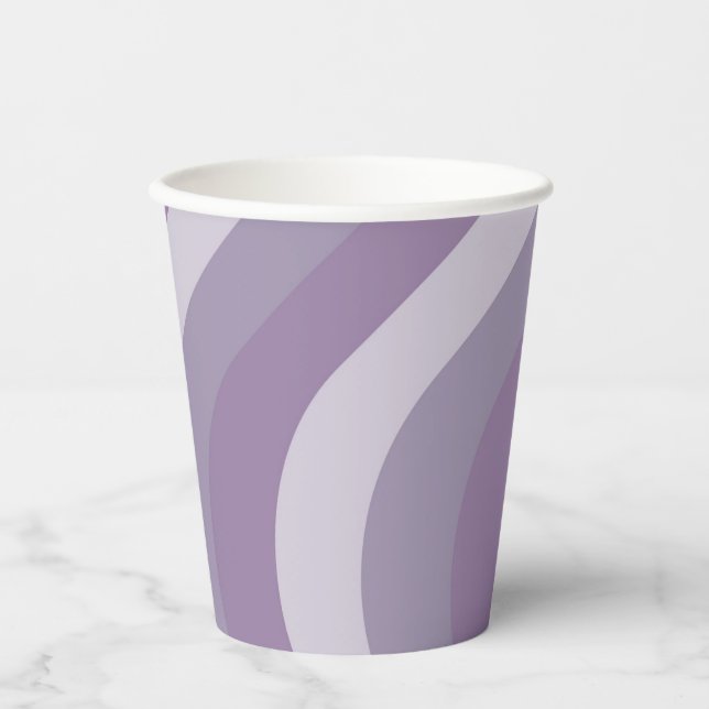 Purple Liquid Swirl Flow Groovy Stripe Y2K Pattern Paper Cups (Front)