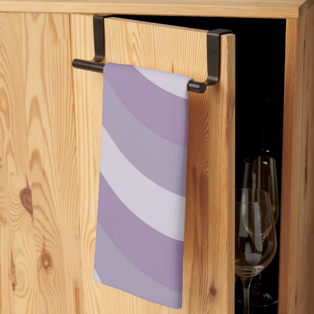Purple Liquid Swirl Flow Groovy Stripe Y2K Pattern Tea Towel (Thirds Fold)