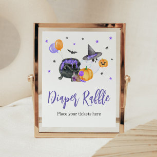 Purple Little Boo Ghost Baby Shower Diaper Raffle Poster