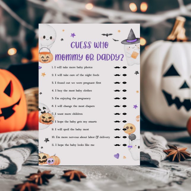 Purple Little Boo Guess who Mummy or Daddy Game (Baby is Brewing Baby Shower Guess who Mommy or Daddy Game)