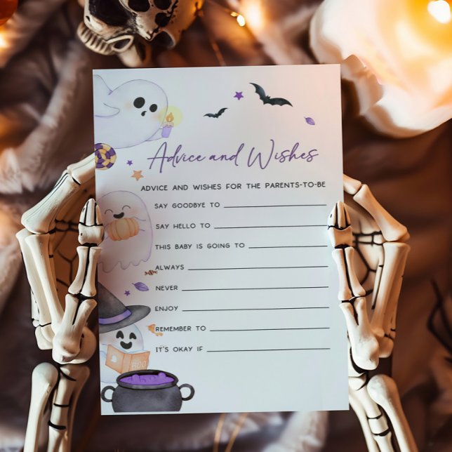 Purple Little Boo Halloween Advice and Wishes Game (A Little Boo Baby Shower Advice and Wishes Game )