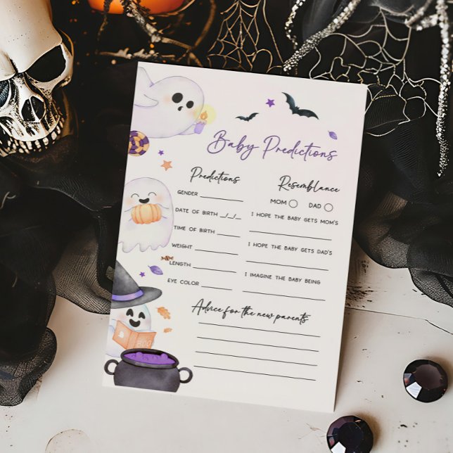 Purple Little Boo Halloween Baby Predictions Game (A Little Boo Baby Shower Baby Predictions Game )