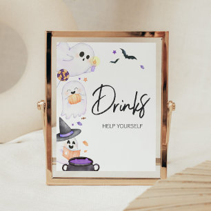 Purple Little Boo Halloween Baby Shower Drinks Poster