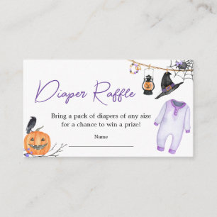 Purple Little Boo Halloween Diaper Raffle Enclosure Card
