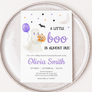 Purple Little Boo is Almost Due Baby Shower Invitation