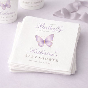 Purple Little Butterfly Elegant Girl Baby Shower Napkin