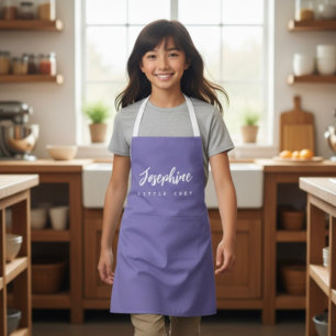 Purple Little Chef Script Name personalised Kids Apron