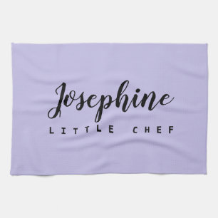 Purple Little Chef Script Name Simple personalised Tea Towel