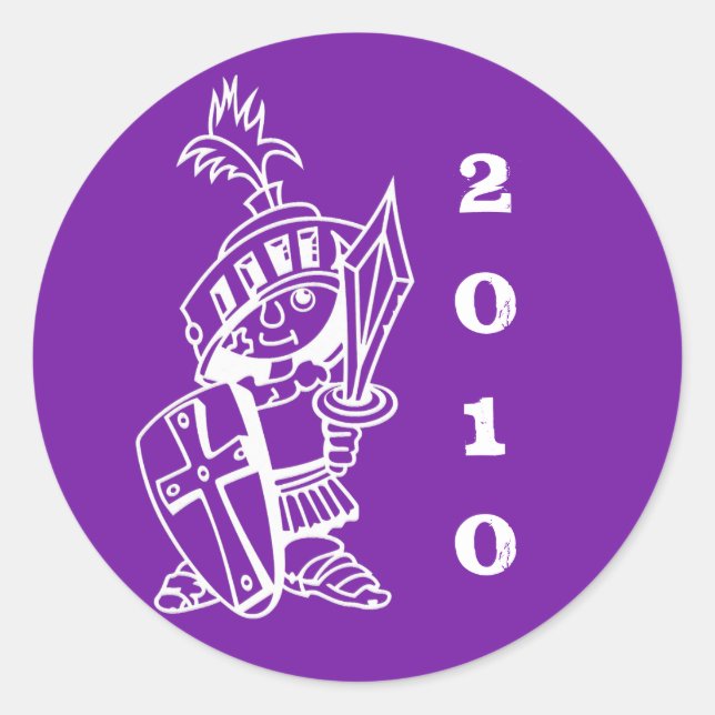 purple, little crusader 2010 classic round sticker (Front)