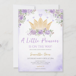 Purple Little Princess Baby Shower Invitation