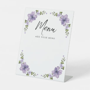 Purple Little Wildflower Menu Baby Shower Pedestal Sign