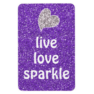 Purple Live Love Sparkle Quote Magnet