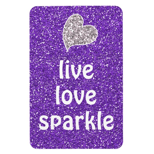 Purple Live Love Sparkle Quote Magnet (Vertical)