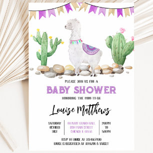 Purple Llama Baby Shower Invitation