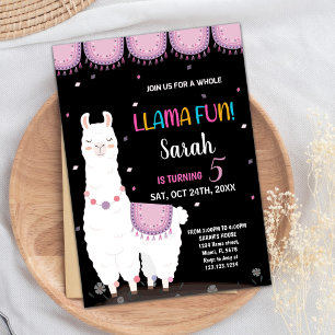 Purple Llama Fun Llama Birthday Invitations