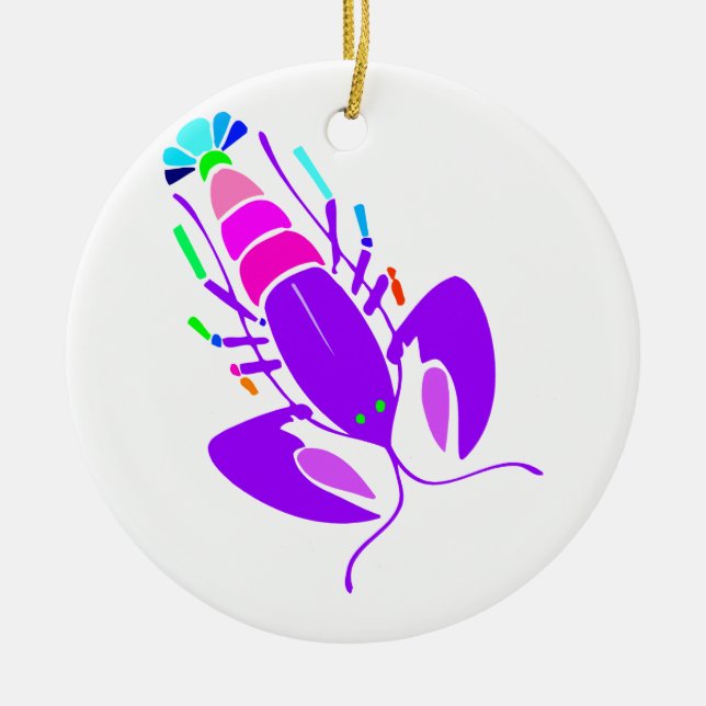 PURPLE LOBSTER ROUND ORNAMENT (Front)