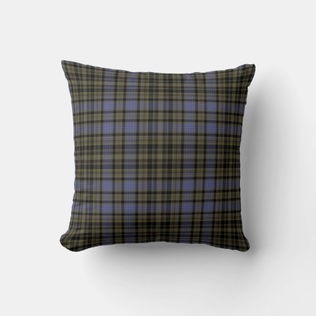 Purple Loden Green Black Tartan Plaid Cushion (Front)